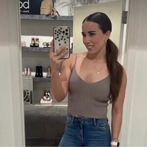 Dress Forum Tan Sleeveless Ribbed Crop Top Coquete cami